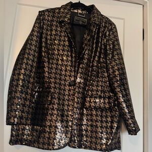 Kathy Ireland Black and Gold Sequin Blazer